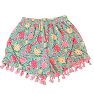 Simply Southern Turtle Tassel Shorts Womens Size S/M Beachy Flowy Elastic Waist